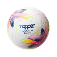 Bola de Futebol Society Topper Slick Cup - Amarelo Fluorescente e Azul
