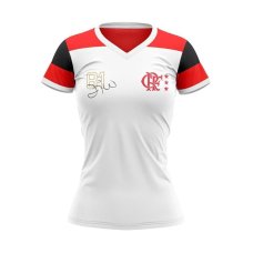 Camisa Feminina Flamengo Zico Retrô Mundial 1981 Oficial - Branco