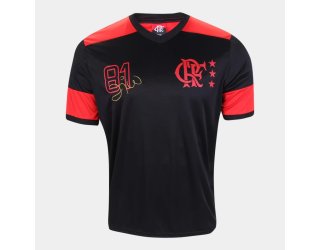 Camiseta Flamengo Retrô Zico Masculina - Preto e Vermelho
