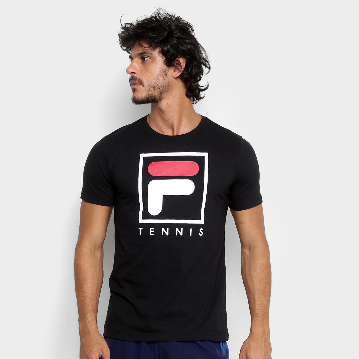 camiseta fila masculina preta