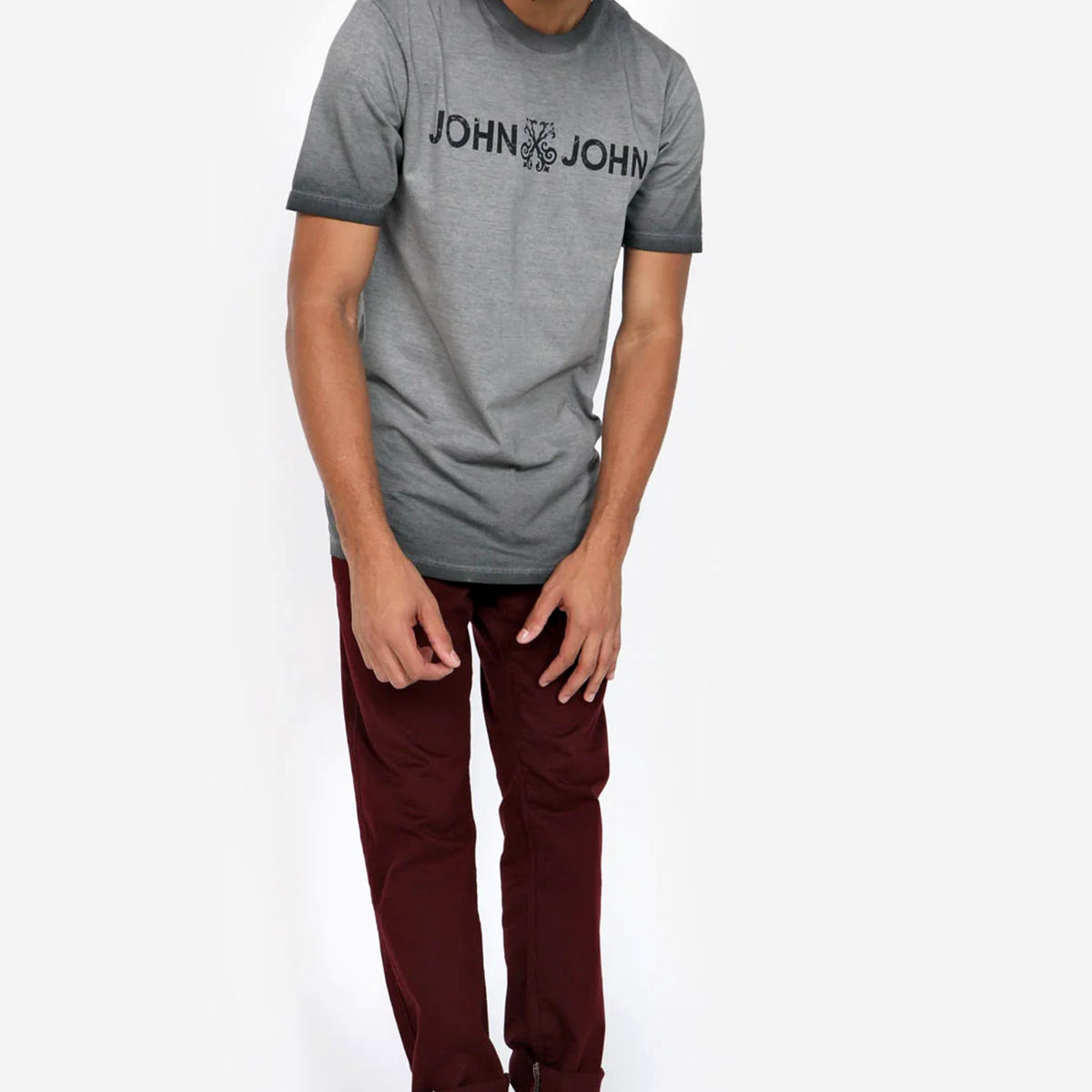 Camiseta John John Basic Logo Mescla Masculina - Cinza