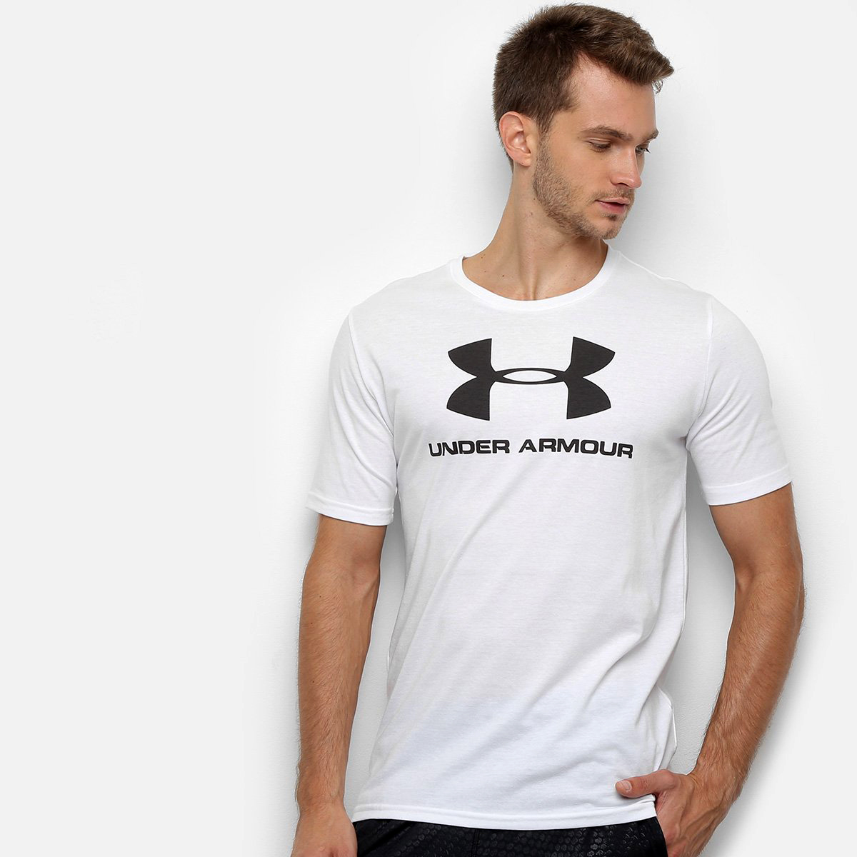 Camiseta Under Armour Sportstyle Logo 19 Masculina Branco e Preto