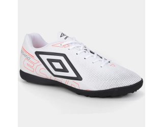 Chuteira Society Umbro Techno Unissex - Branco e Laranja