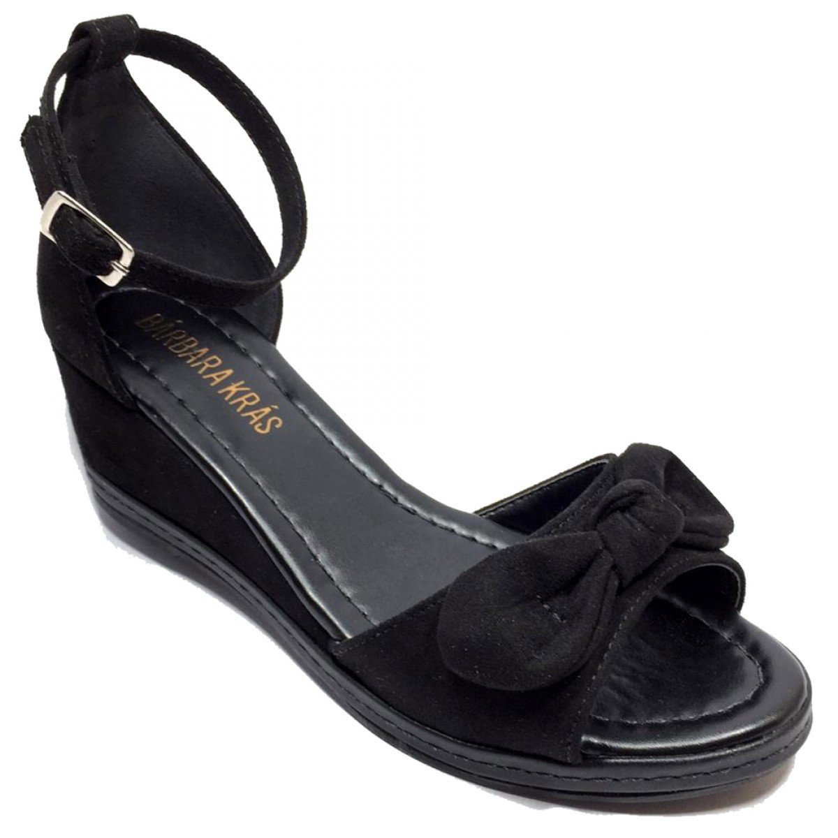 sandalia anabela toda preta