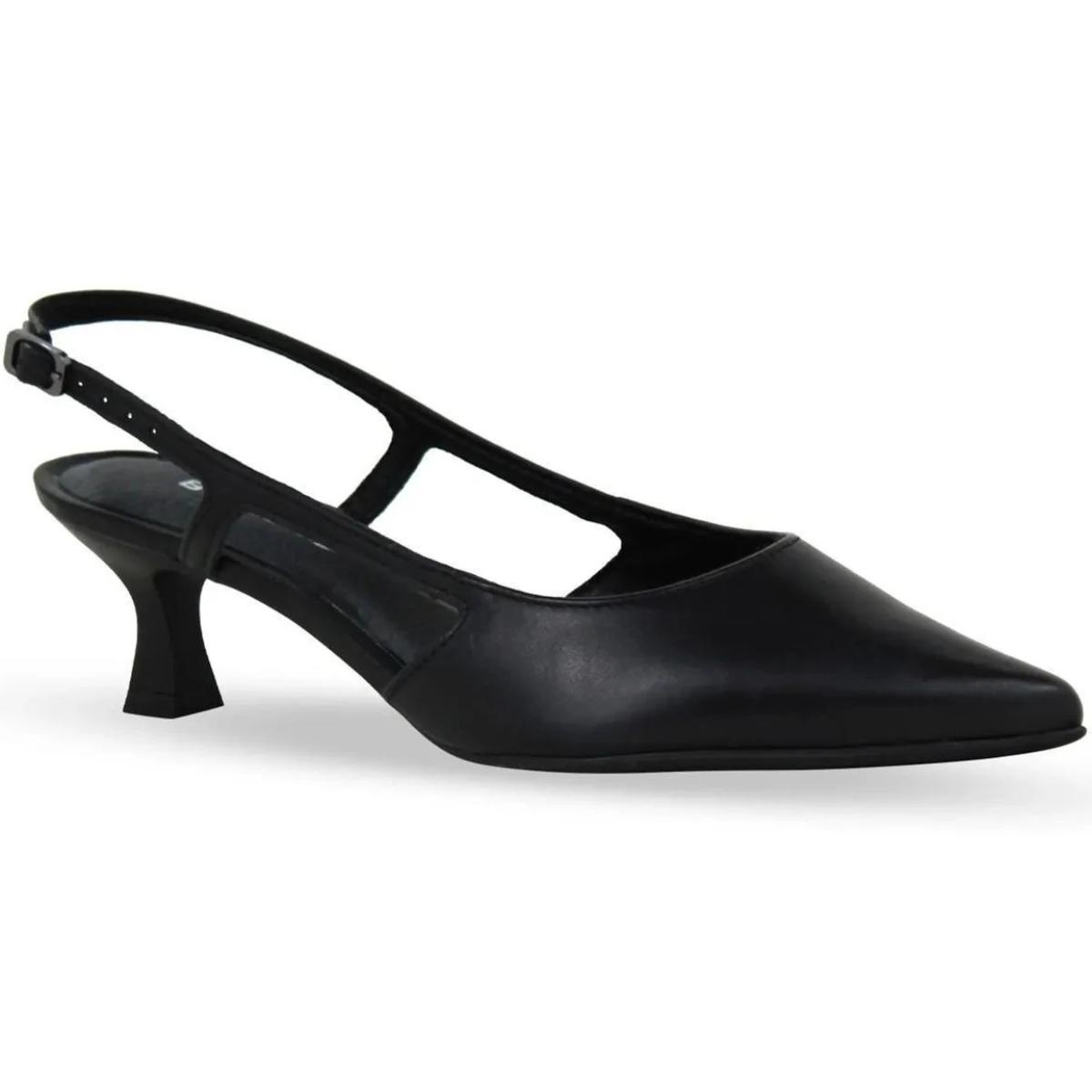 Scarpin Couro Bottero Slingback Bico Fino Salto Baixo Preto - Compre ...