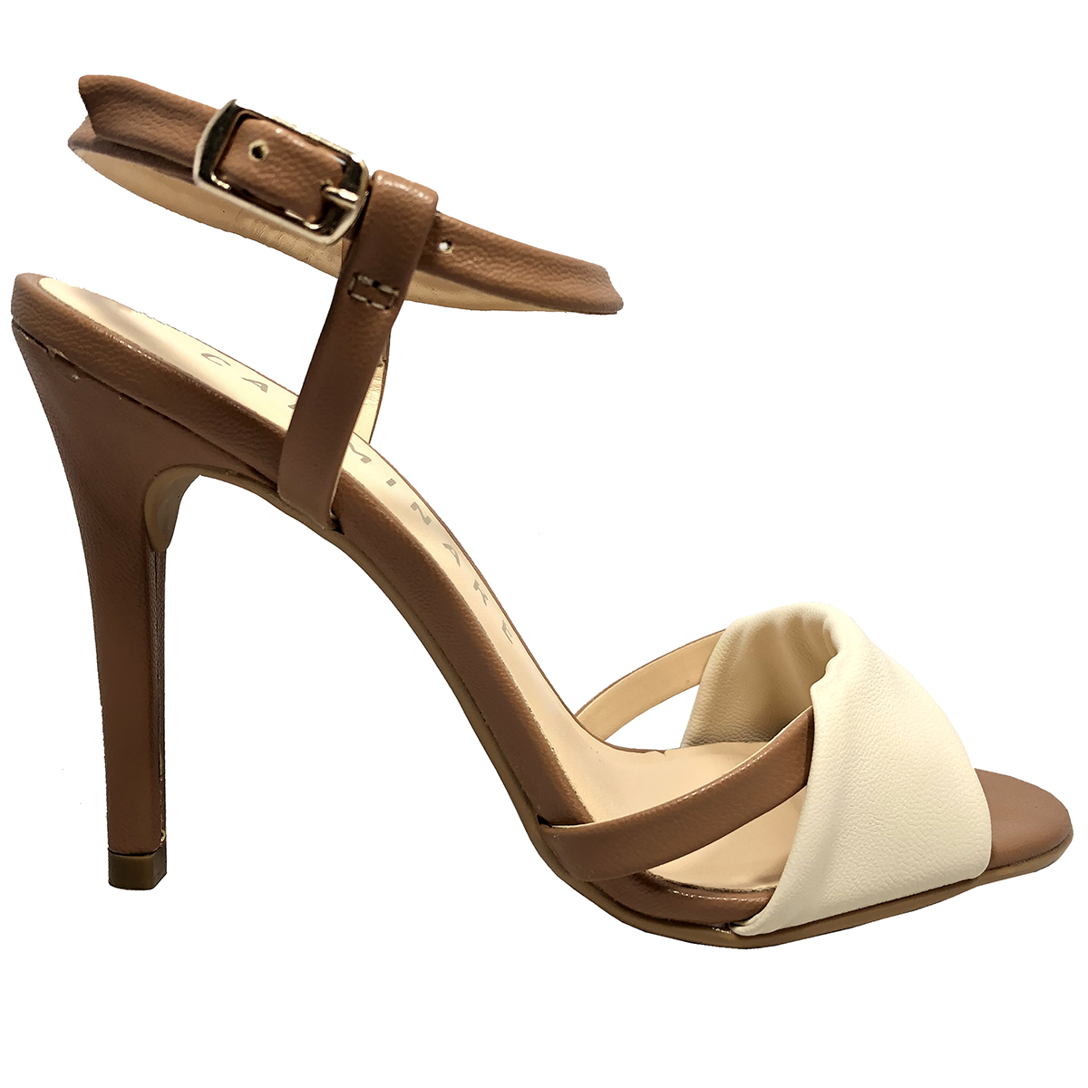 sandalia marrom salto fino