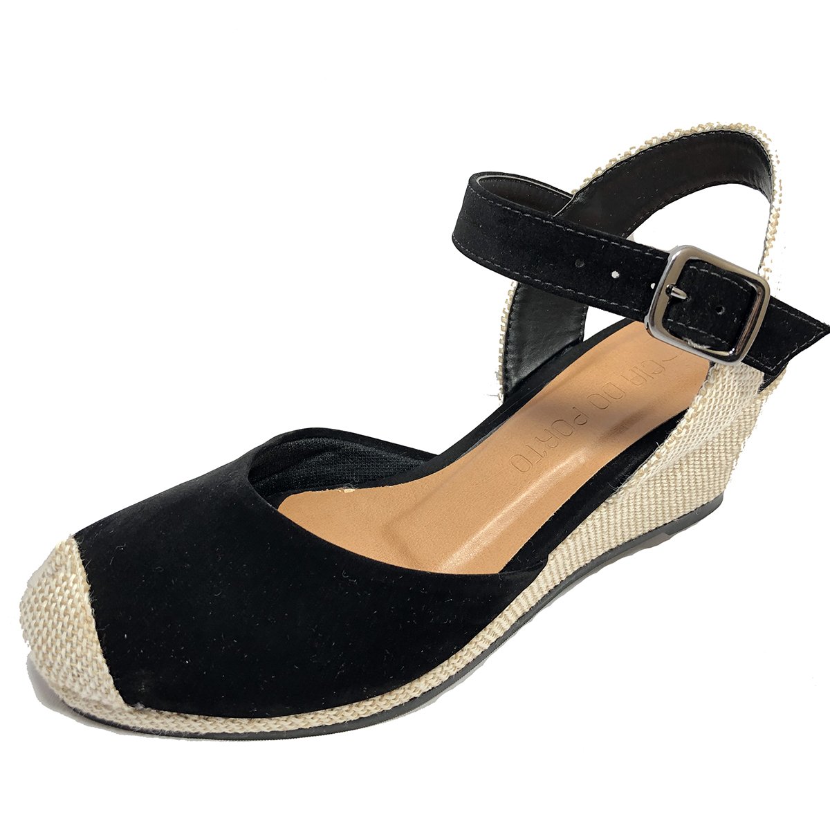 anabela espadrille preta