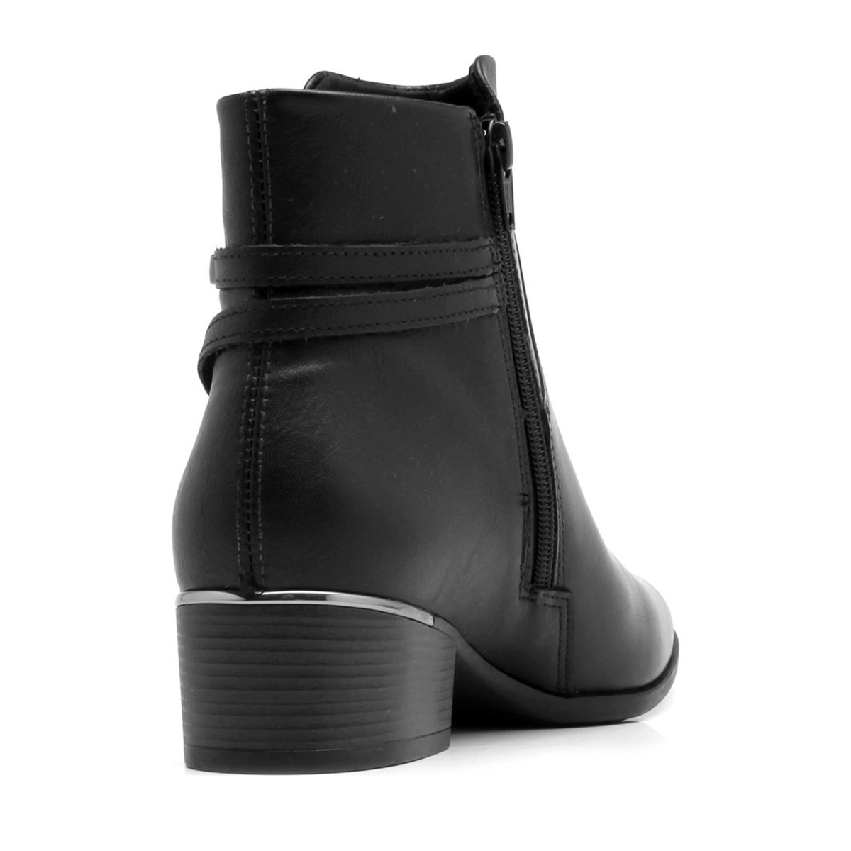 bota cano curto comfortflex salto curto tiras metal feminina
