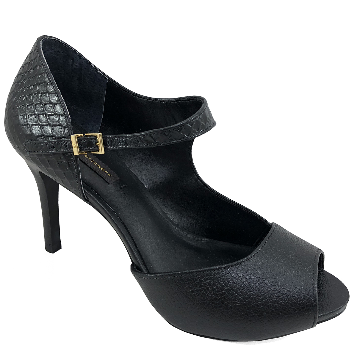 Sandália Couro Jorge Bischoff Cobra Salto Fino Preto - Compre Agora |  Cabana Magazine