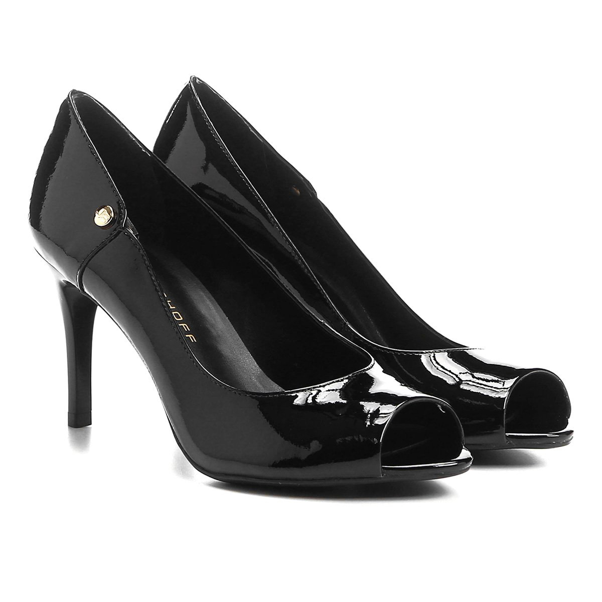 peep toe preto salto fino
