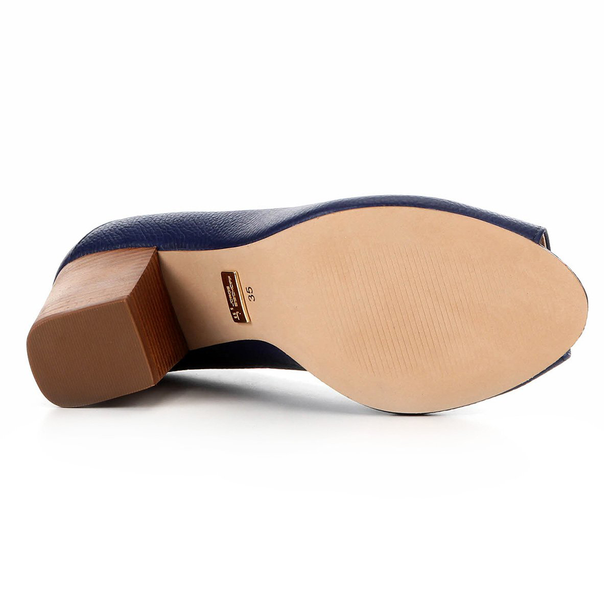 Peep Toe Couro Jorge Bischoff Salto Grosso Floater Marinho - Compre Agora |  Cabana Magazine