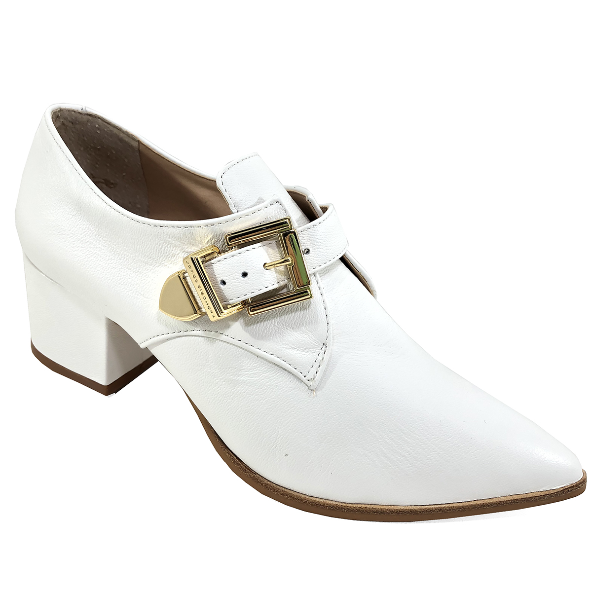 sapato branco bico fino