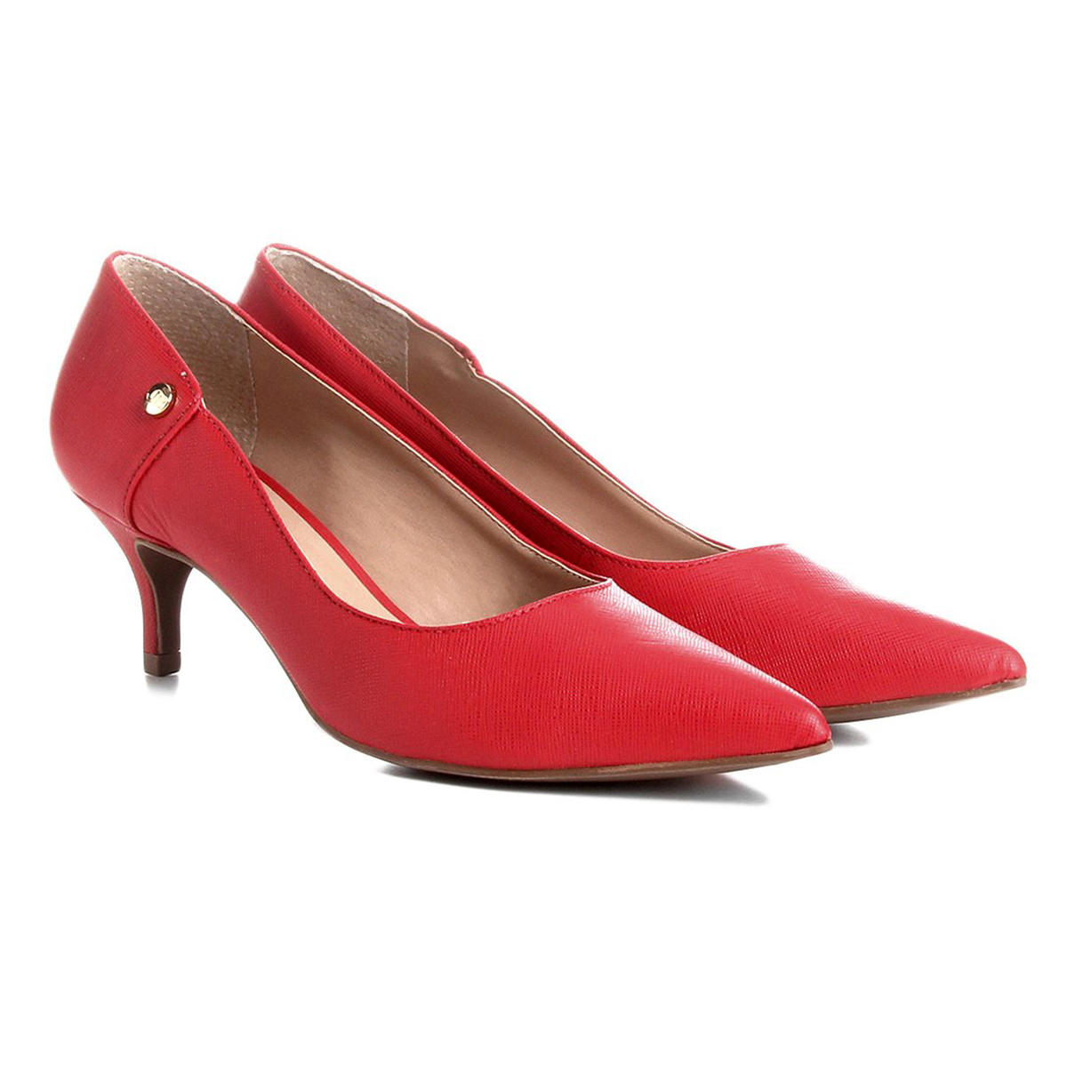 scarpin vermelho de couro