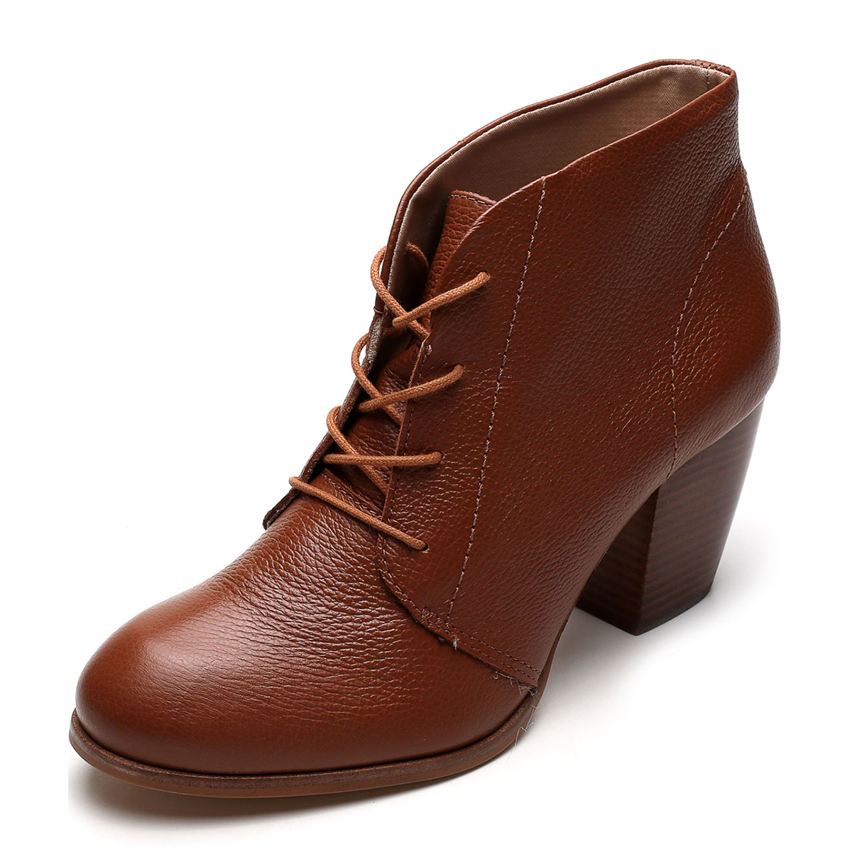 bota cano curto cadarço feminina