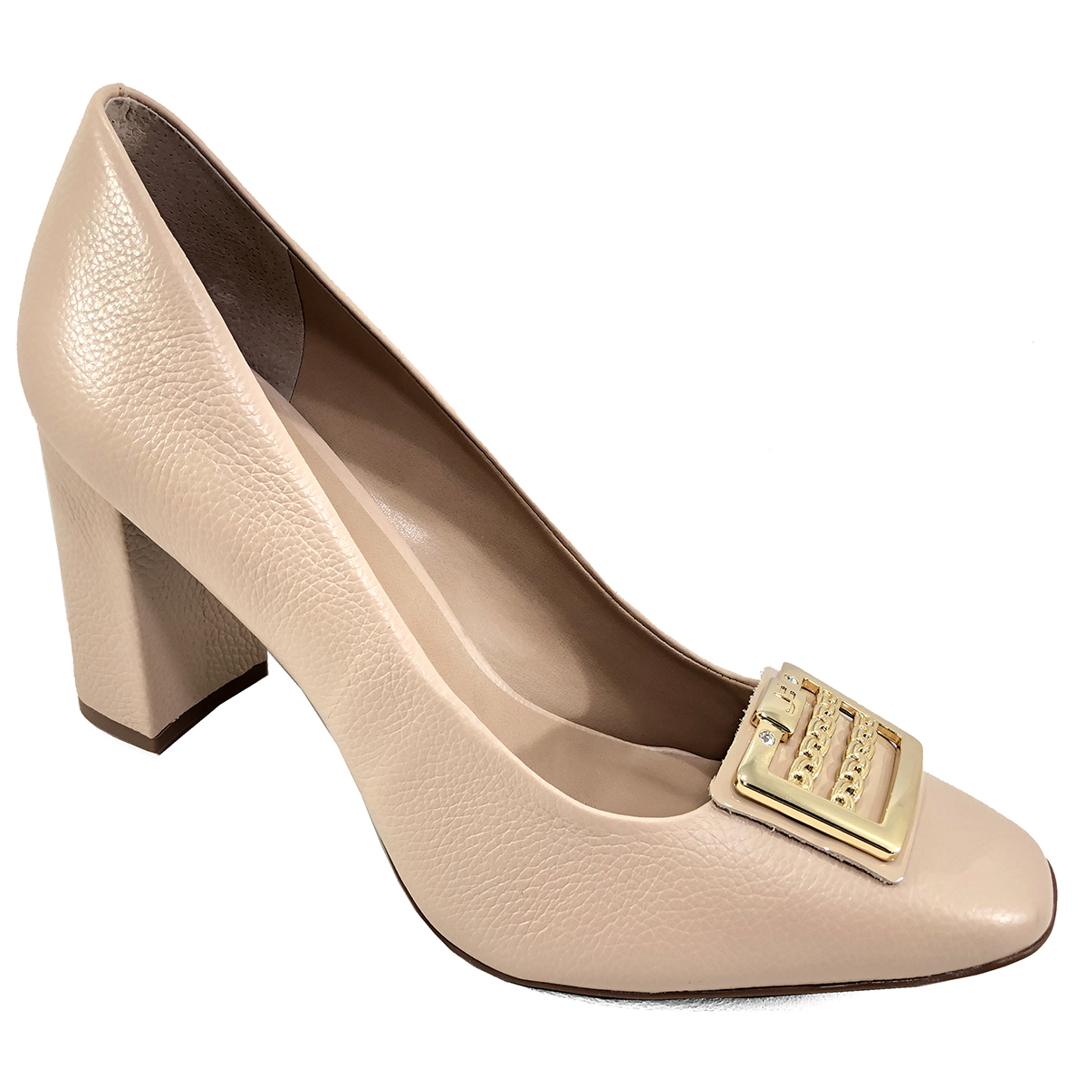 scarpin bege couro