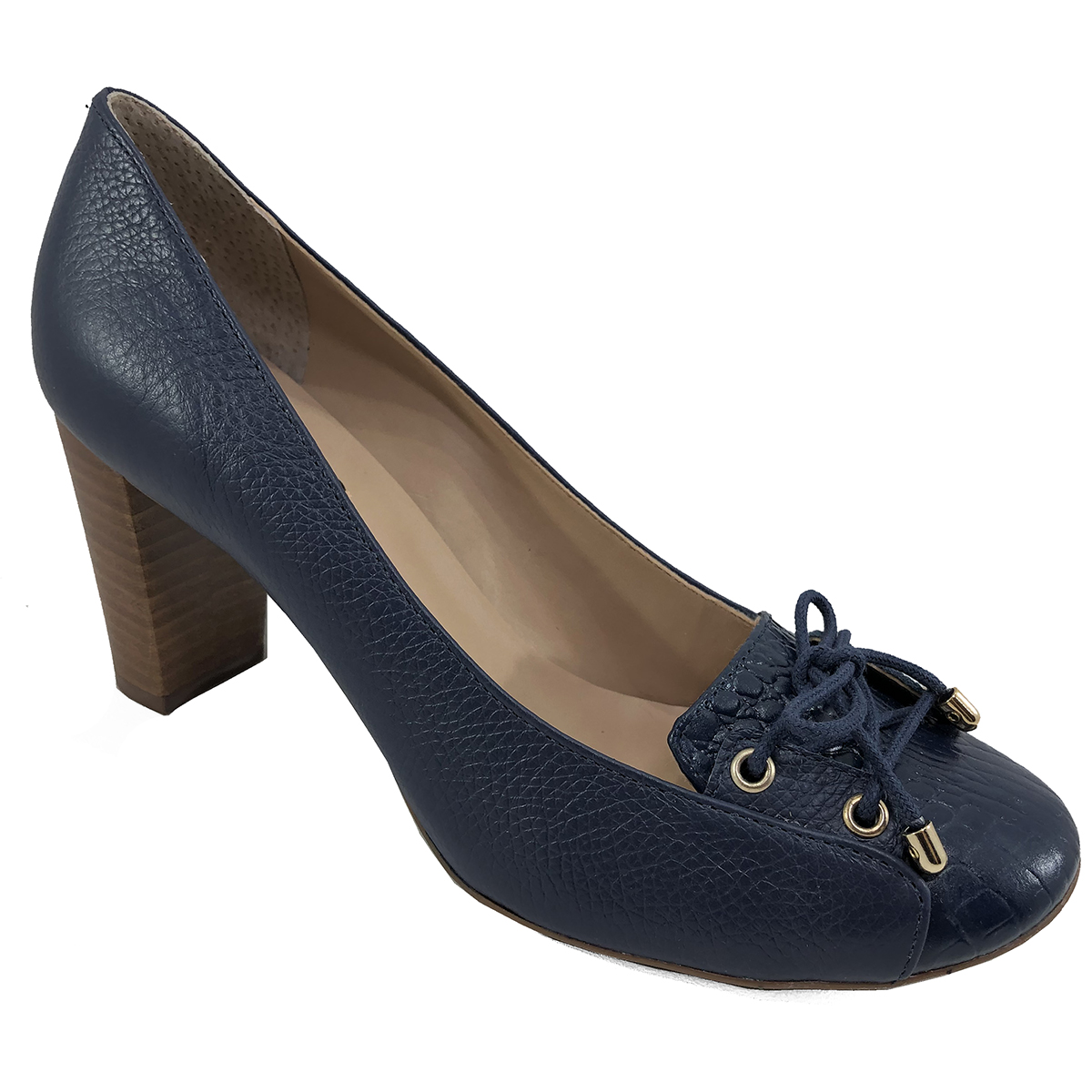 Scarpin Couro Jorge Bischoff Amarração Bico Redondo Marinho - Compre Agora  | Cabana Magazine