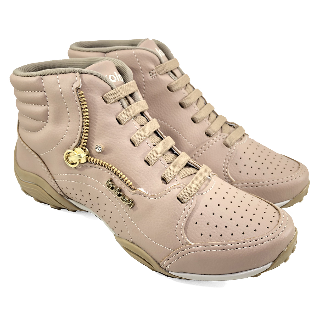 tênis kolosh cano alto zíper lateral preto