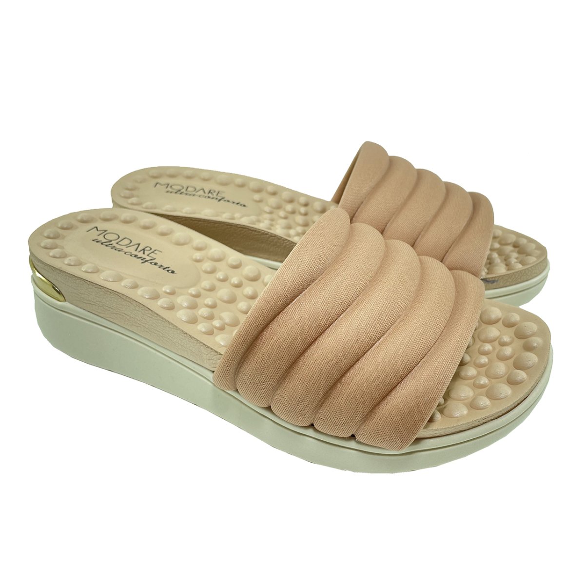 Tamanco Anabela Modare UltraConforto Slide Feminino Nude Compre