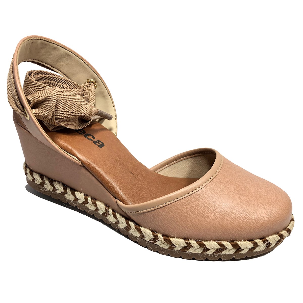 sandalia anabela de corda de amarrar