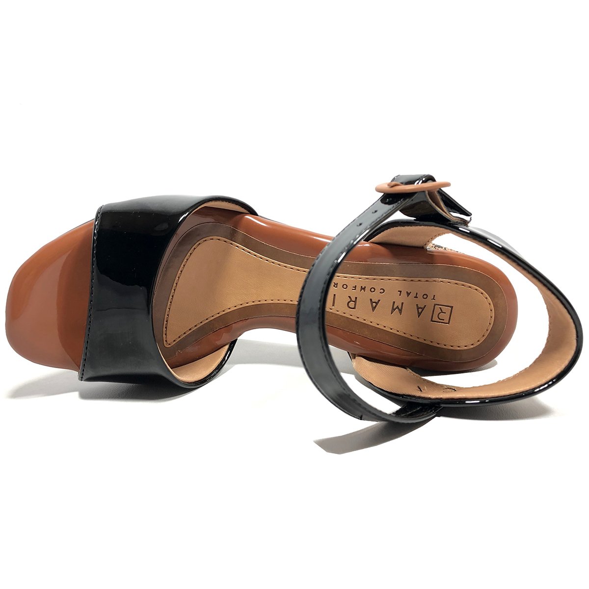 Sandália Ramarim Verniz Salto Grosso Tramado Preto e Marrom - Compre Agora  | Cabana Magazine