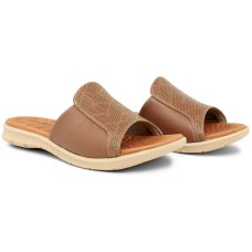 Chinelo Couro Usaflex Slide Detalhes Laser Feminino - Marrom