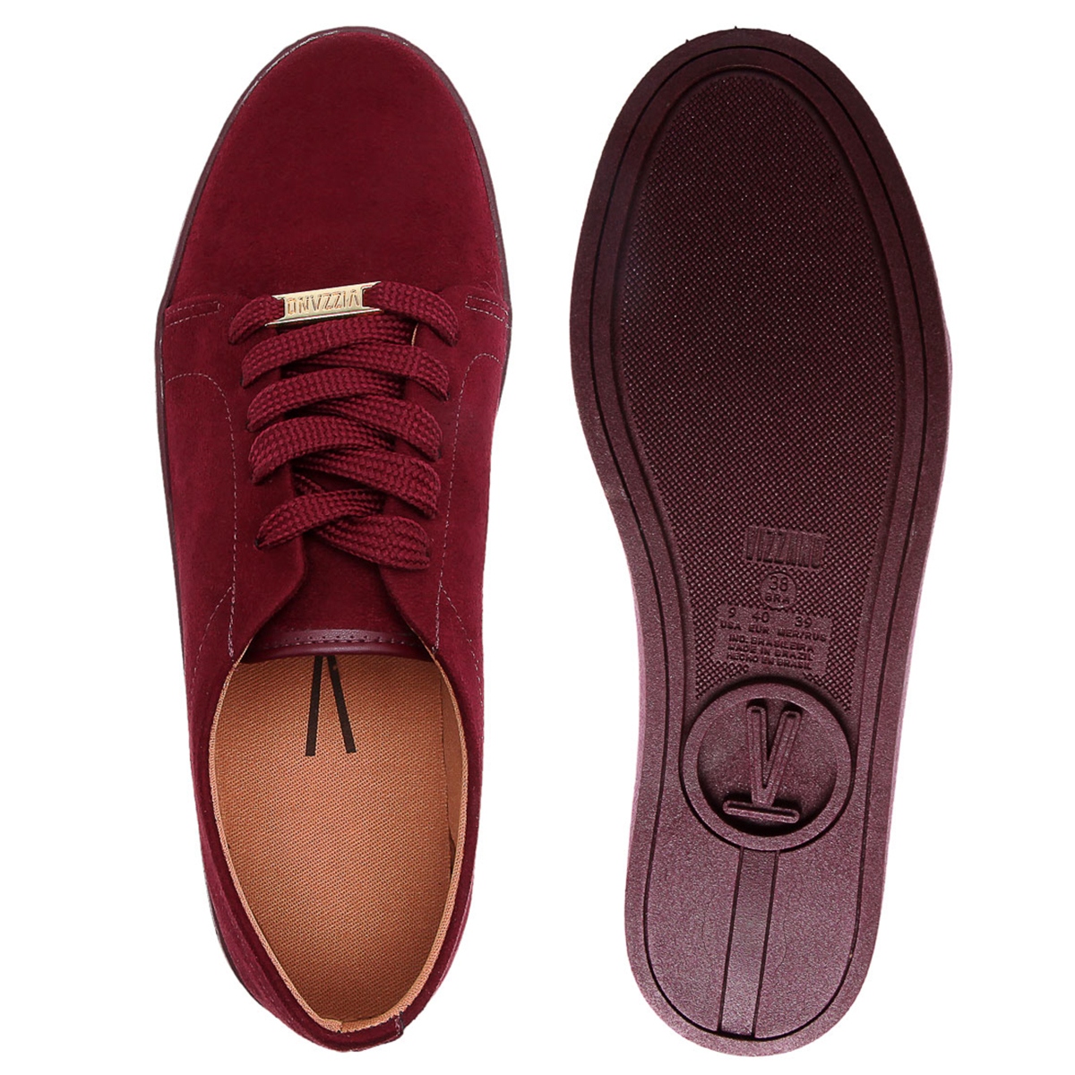 tenis vizzano vinho camurça