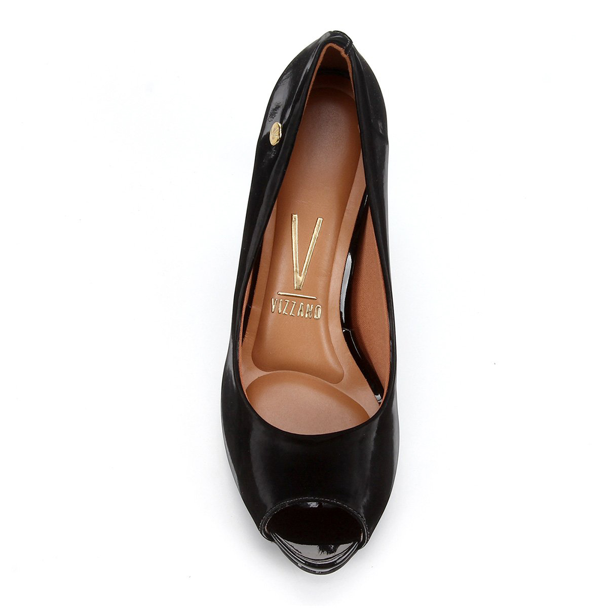 Sapato peep toe hot sale meia pata vizzano