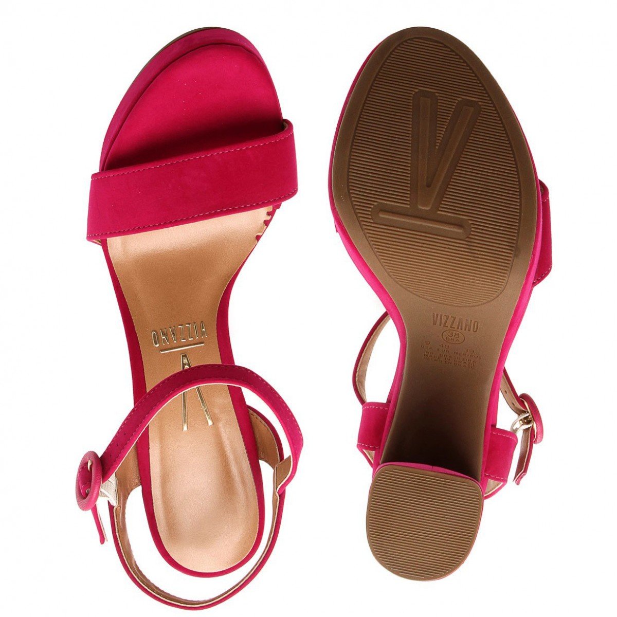 sandalia vizzano rosa pink salto grosso