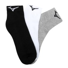 Kit Meia Mizuno Cano Curto Cronos Fit Pacote com 3 pares - Cinza e Branco