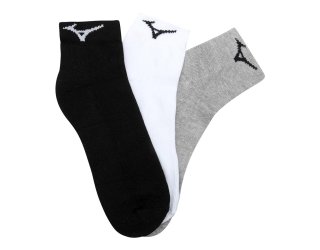 Kit Meia Mizuno Cano Curto Cronos Fit Pacote com 3 pares - Cinza e Branco