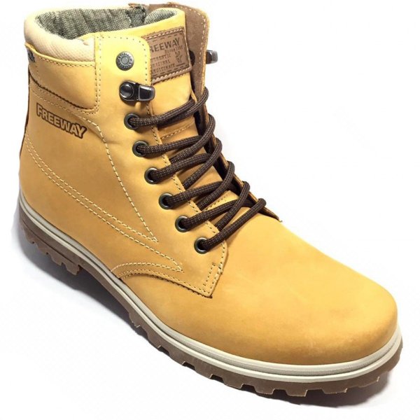 bota masculina couro amarela