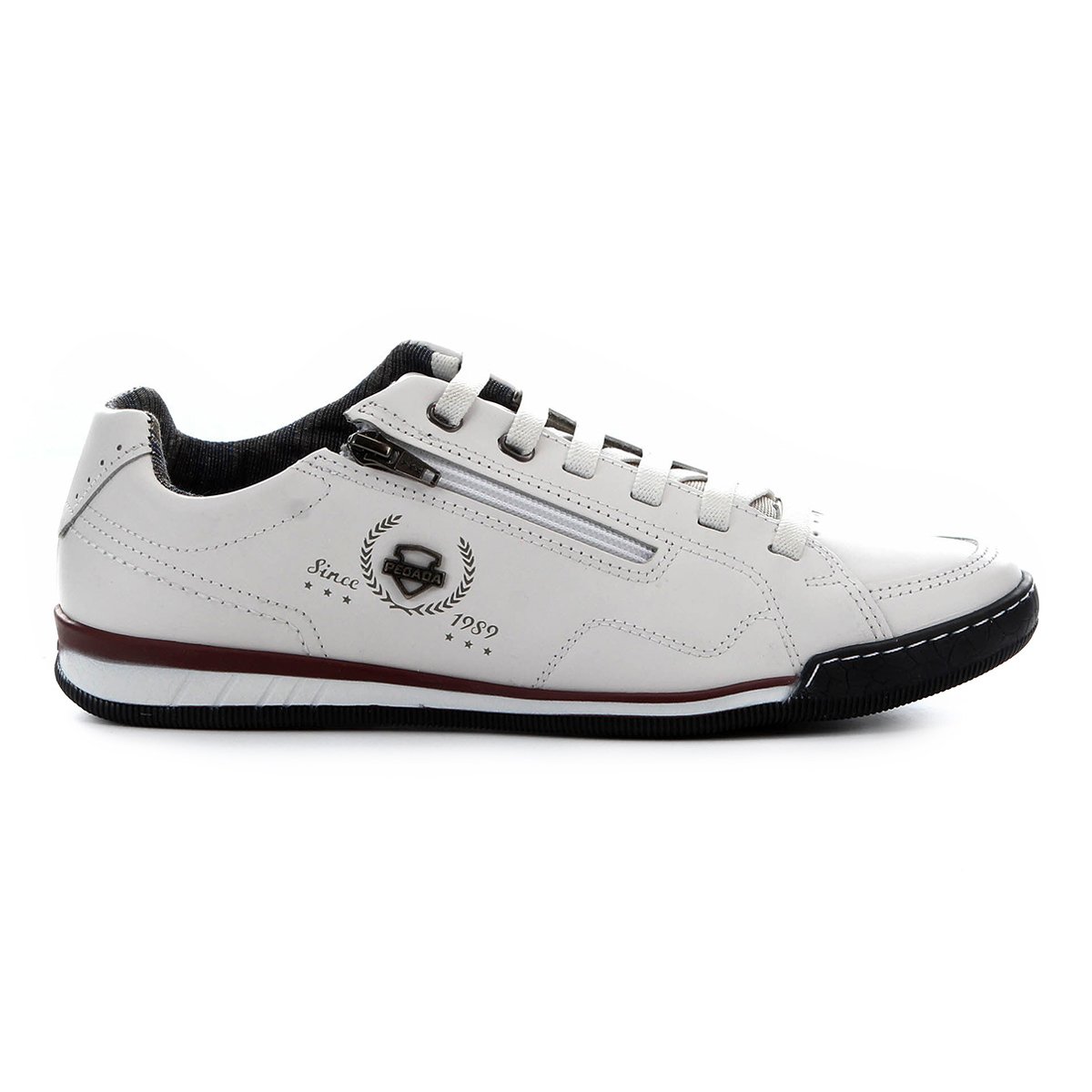 sapatênis couro pegada zíper masculino