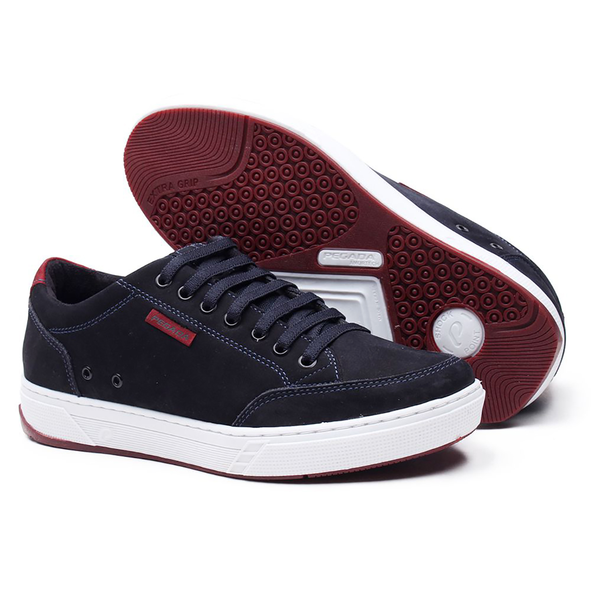 Sapatênis Couro Pegada Amortech Cadarço Masculino Marinho - Compre Agora |  Cabana Magazine