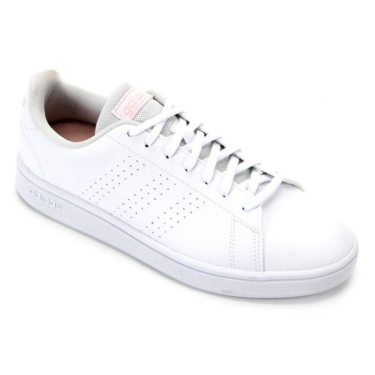 T nis Adidas Advantage Base Feminino Branco e Rosa Compre Agora