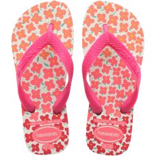 Chinelo Havaianas Kids Flores Menina - Rosa e Branco