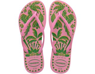 Chinelo Havaianas Slim Tucano Feminino - Rosa e Verde