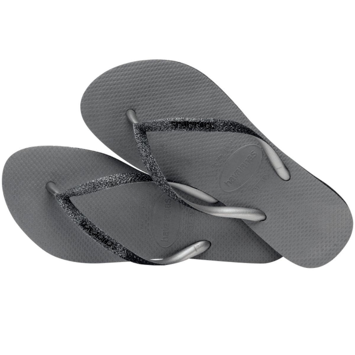 havaiana cinza com brilho